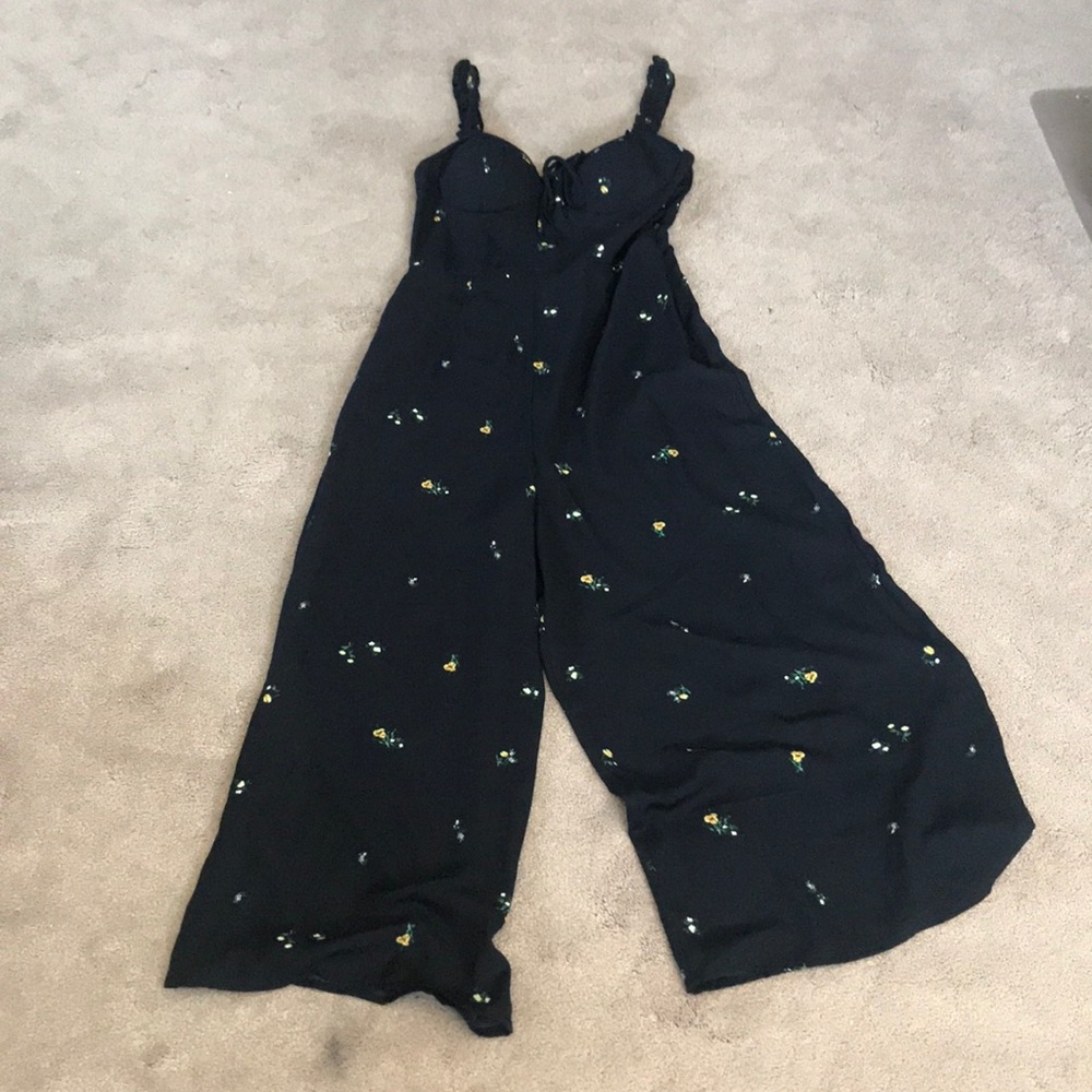 Wide leg floral jumpsuit